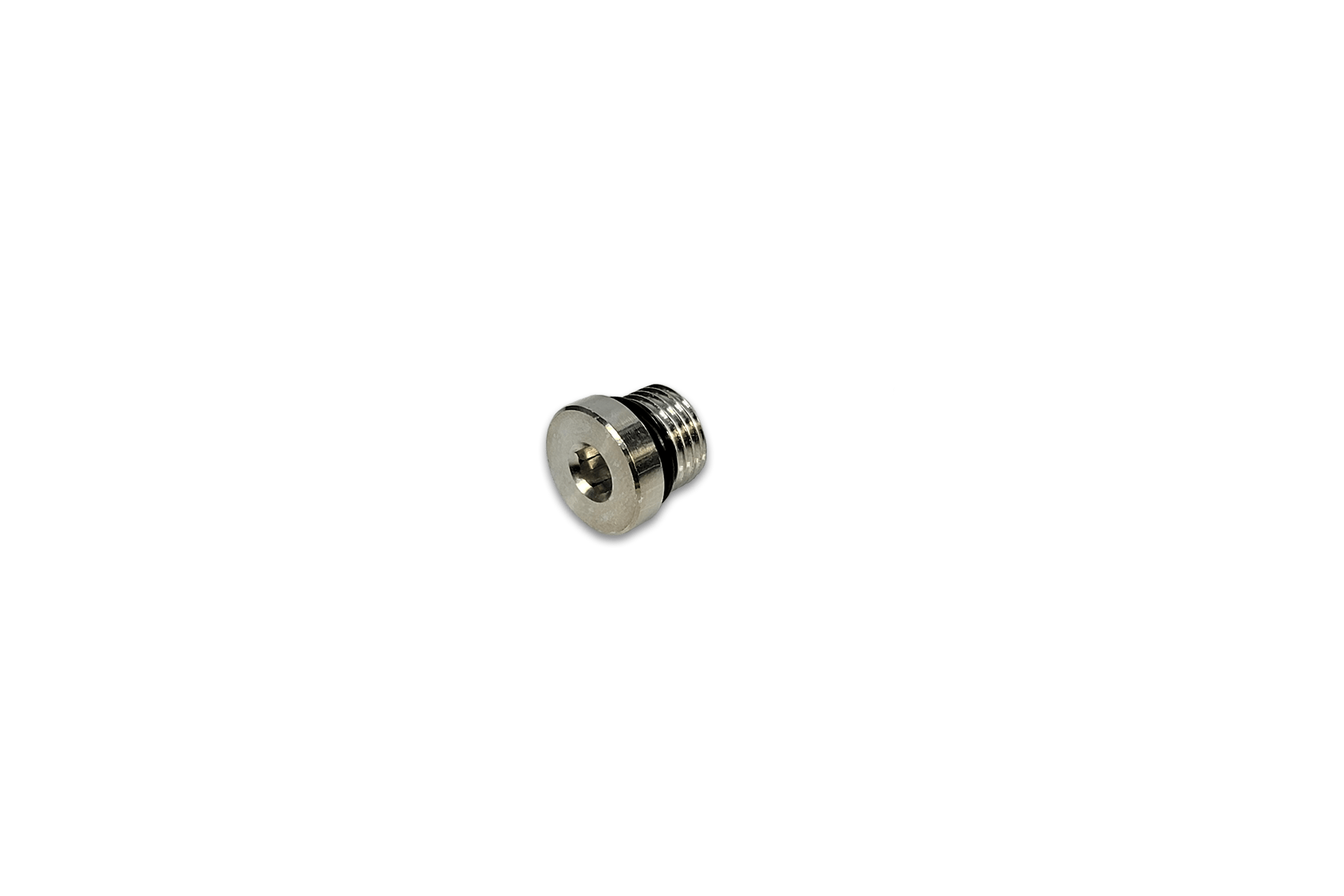 G&R Diesel Inc. 6AN ORB plug showing brass fitting with threaded end and O-ring for secure fluid connection.