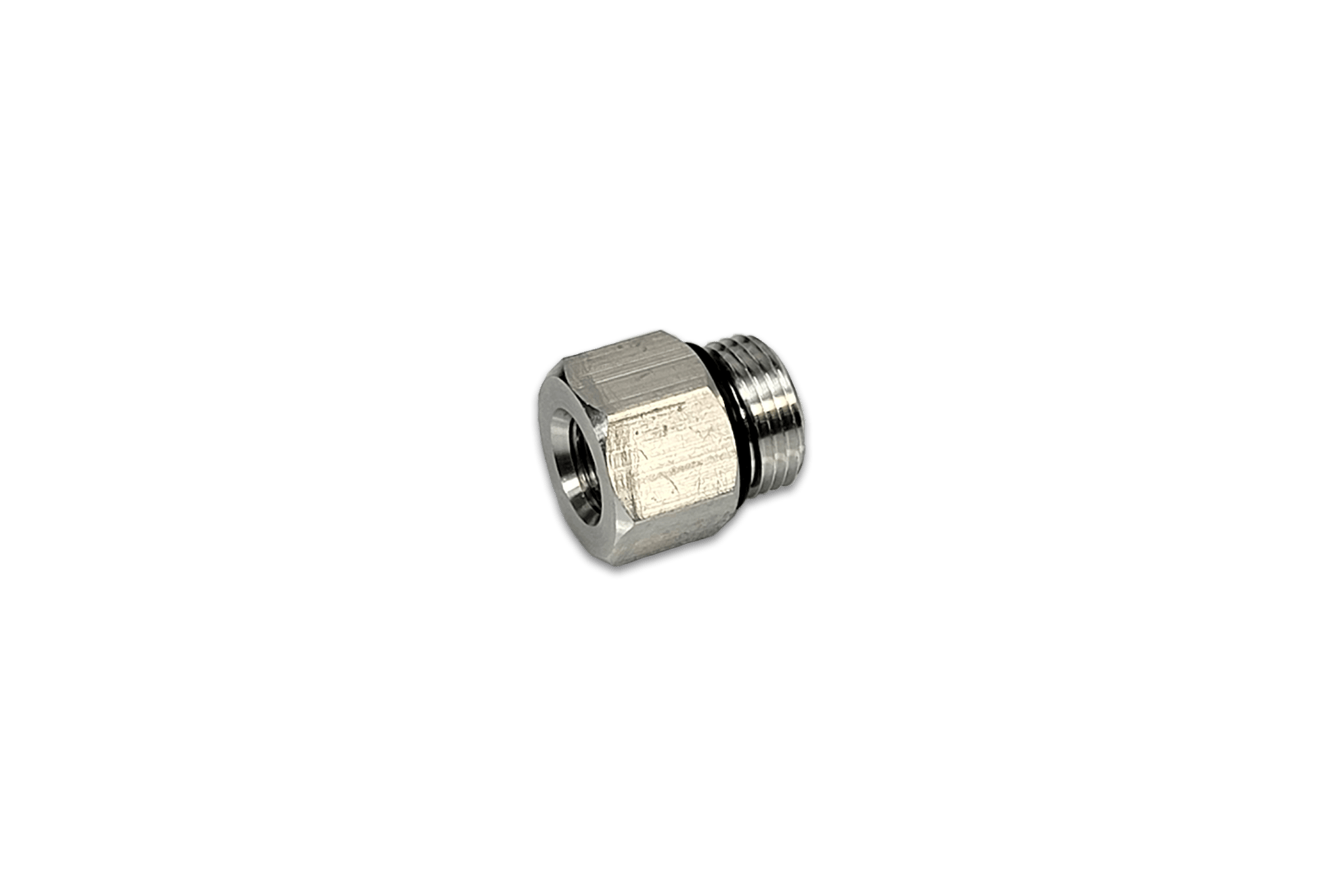 G&R Diesel 8AN sensor adapter fitting for fuel or oil lines with integrated sensor port, durable metal construction.