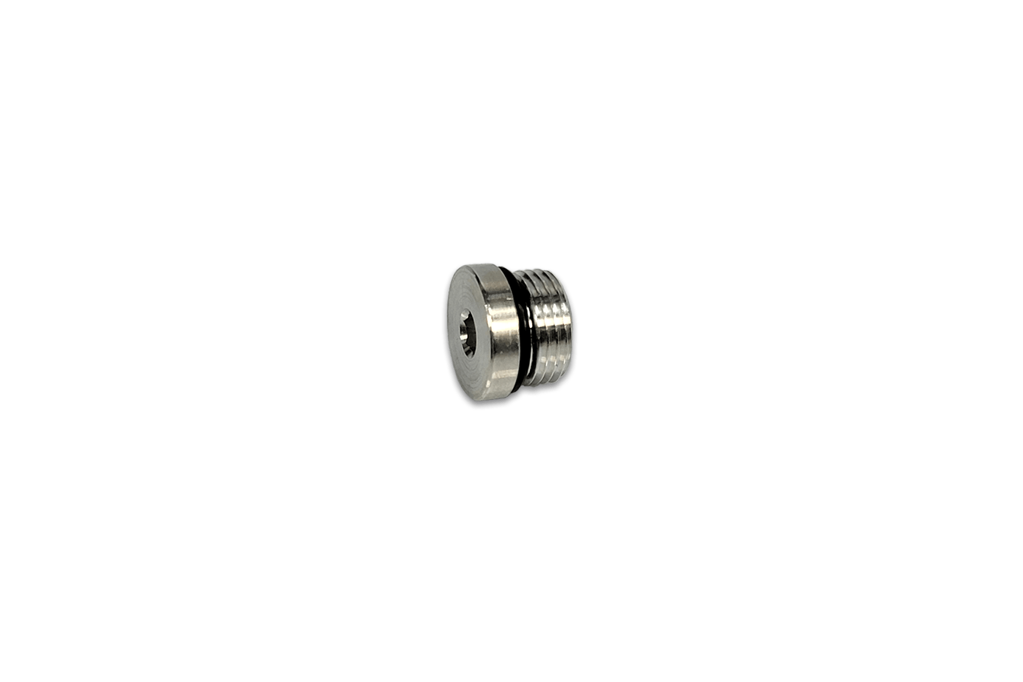 G&R Diesel Inc. 8AN ORB plug showing black metal fitting with threaded end for hydraulic or fuel line connections.