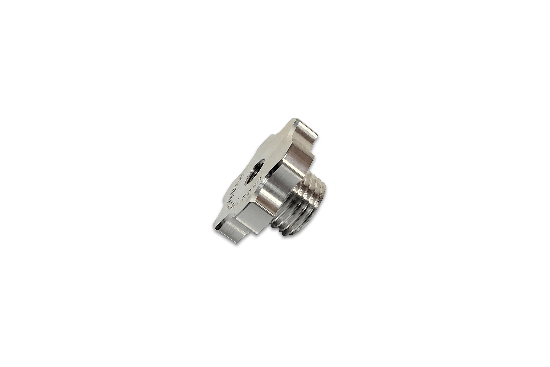 G&R Diesel Powerstroke 1/4 NPT Swivel Oil Fill Cap installed on engine oil fill port, showcasing durable metal construction.