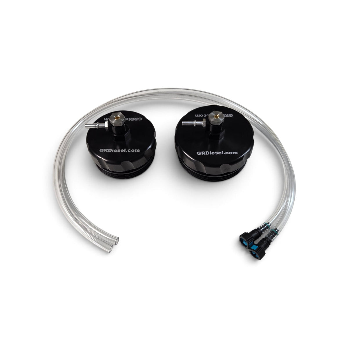 G&R Diesel Inc. billet fuel filter bleeder cap for 2025-2026 6.7 Cummins engine, metallic finish, detailed close-up image